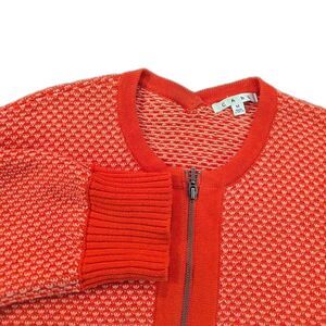cAbi Cocoon Cardigan Sweater Womens Medium Orange Cotton Knit Full Zip Pockets